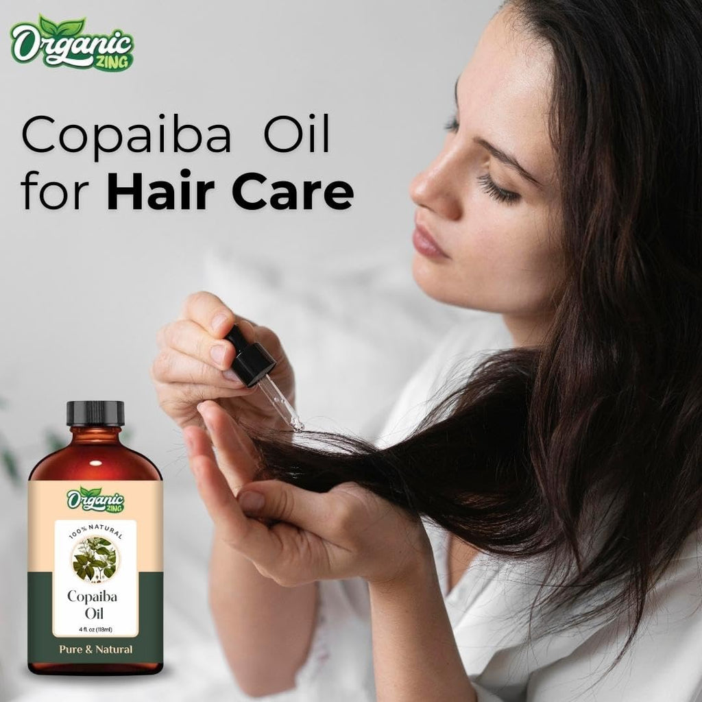 Organic Zing Copaiba (Copaifera officinalis) Oil | Pure & Natural Essential Oil for Skincare, Aroma and Diffusers