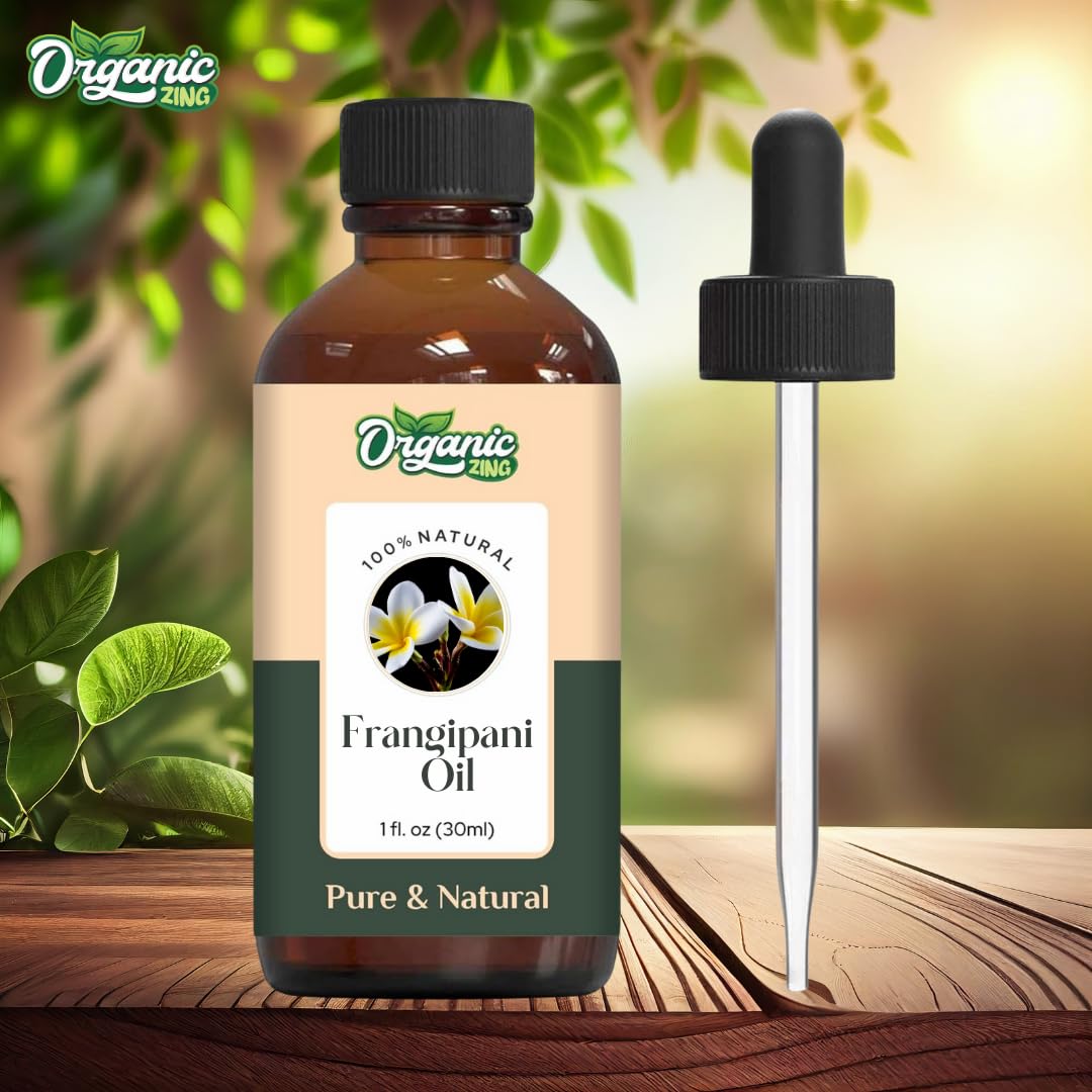 Organic Zing Frangipani (Plumeria alba) Oil | Pure & Natural Essential Oil for Skincare, Massage, Aroma & Diffuser