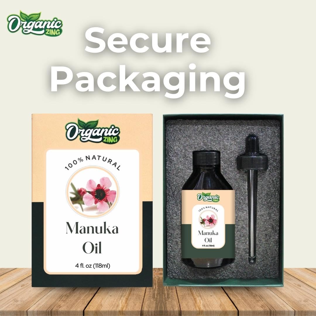Organic Zing Manuka (Leptospermum scoparium) Oil | Pure & Natural Oil for Skin Care. Hair Care, Aroma & Diffusers