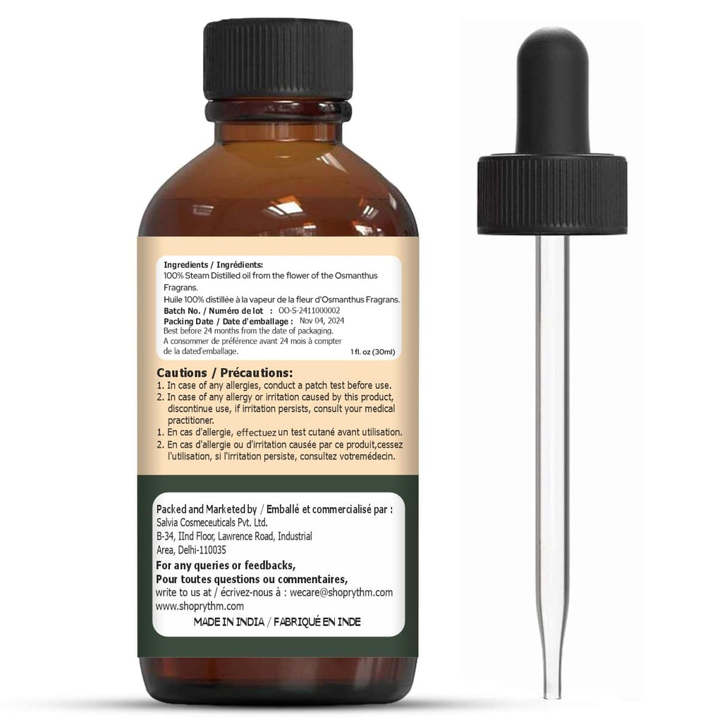 Organic Zing Osmanthus (Osmanthus fragrans) Oil | Pure & Natural Steam Distilled Essential Oil for Aroma, Diffusers & Skincare