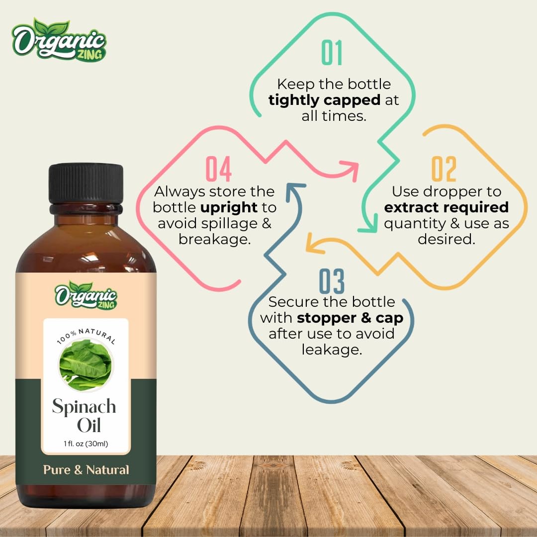 Organic Zing Spinach (Spinacia Oleracea) Oil | Pure & Natural Essential Oil for Aroma, Diffusers, Skincare & Haircare