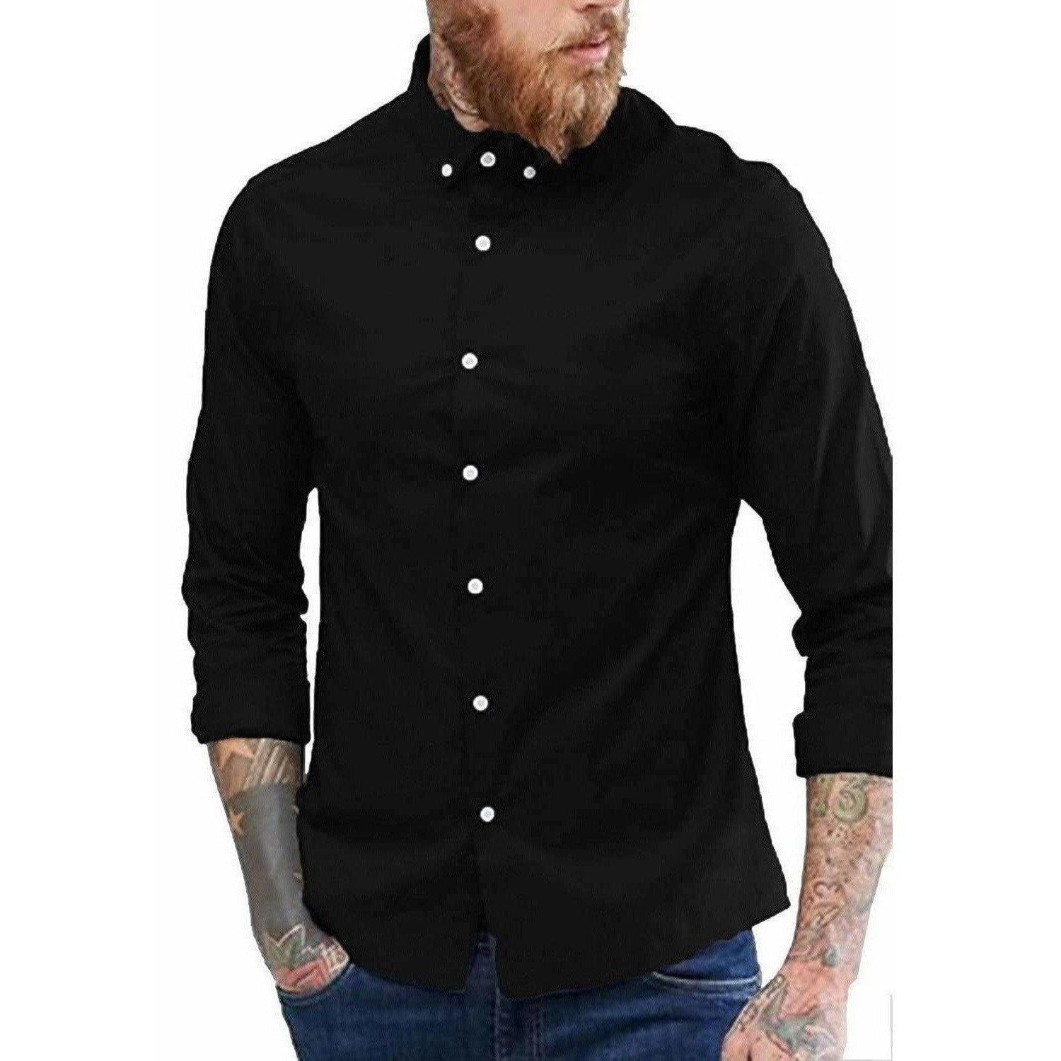 Men's Contrast Button Slim Fit Formal Shirt
