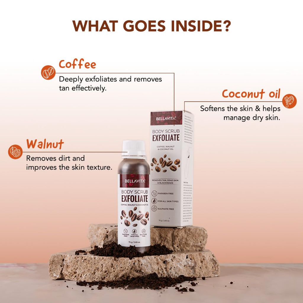 Bella Vita Organic Exfoliate Coffee Face And Body Scrub Grit