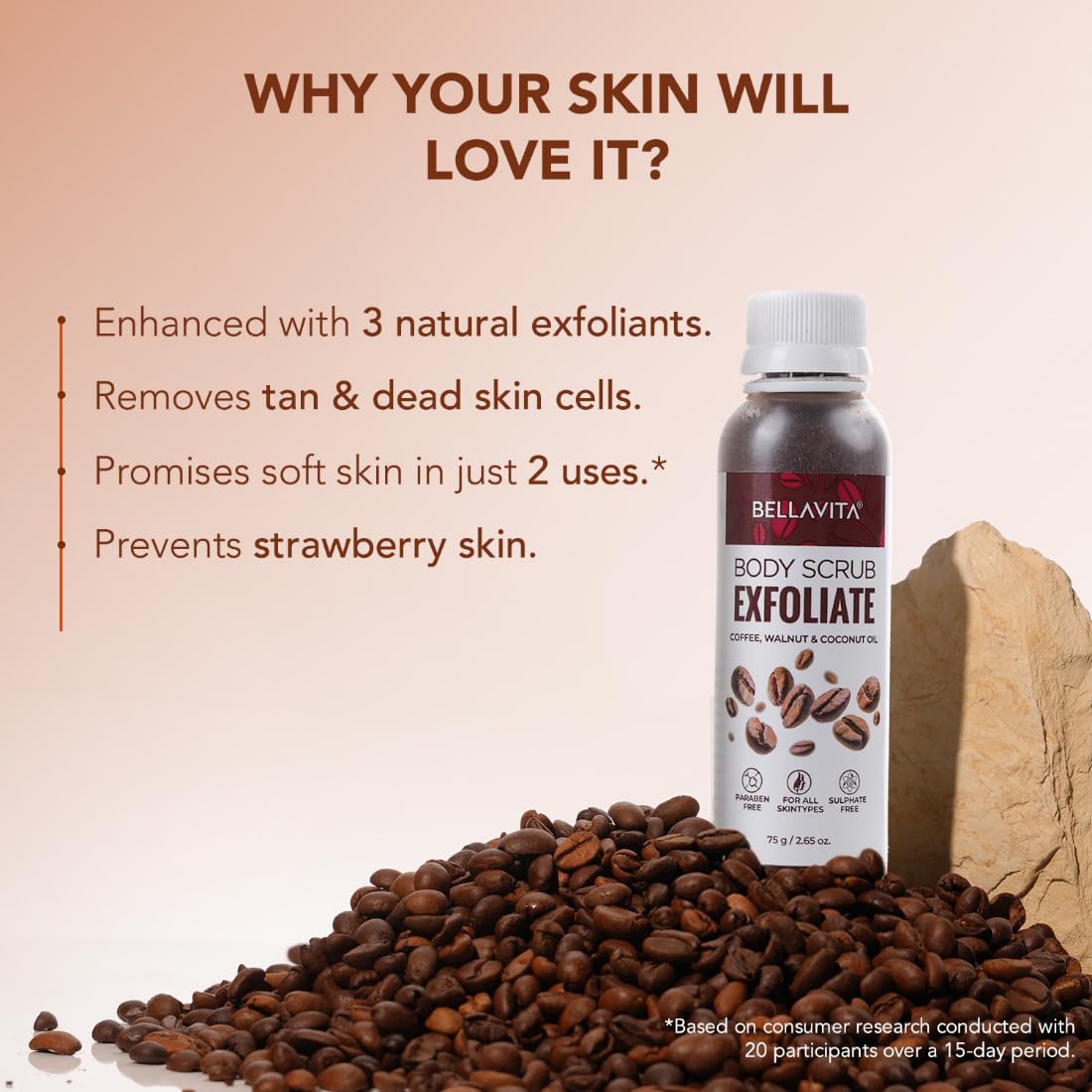 Bella Vita Organic Exfoliate Coffee Face And Body Scrub Grit