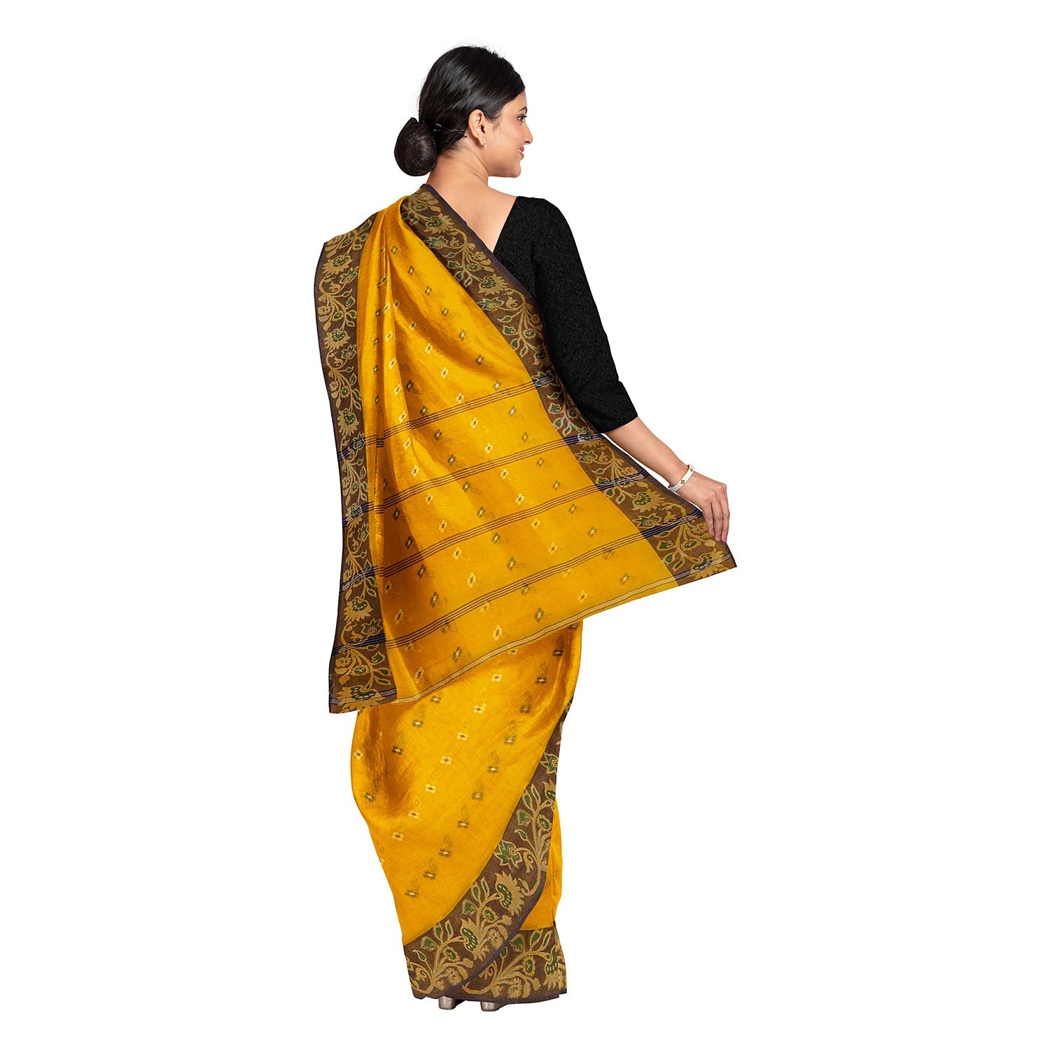 Exclusive Collection 100% Pure Cotton Yellow Tant Saree With Hand Weaving Work