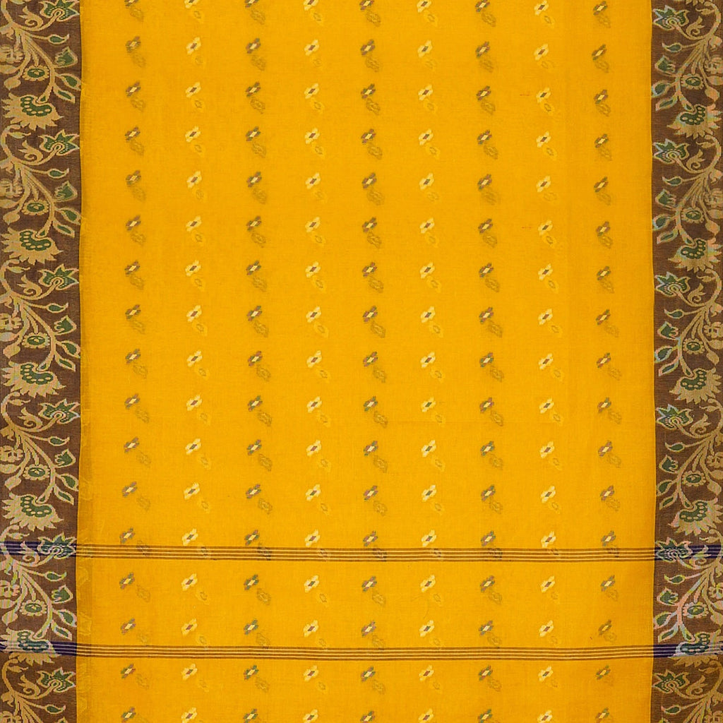 Exclusive Collection 100% Pure Cotton Yellow Tant Saree With Hand Weaving Work