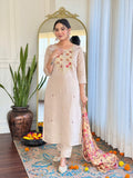 The52 Embroidered Rayon Fabric Straight Kurta, Pant and Dupatta Set