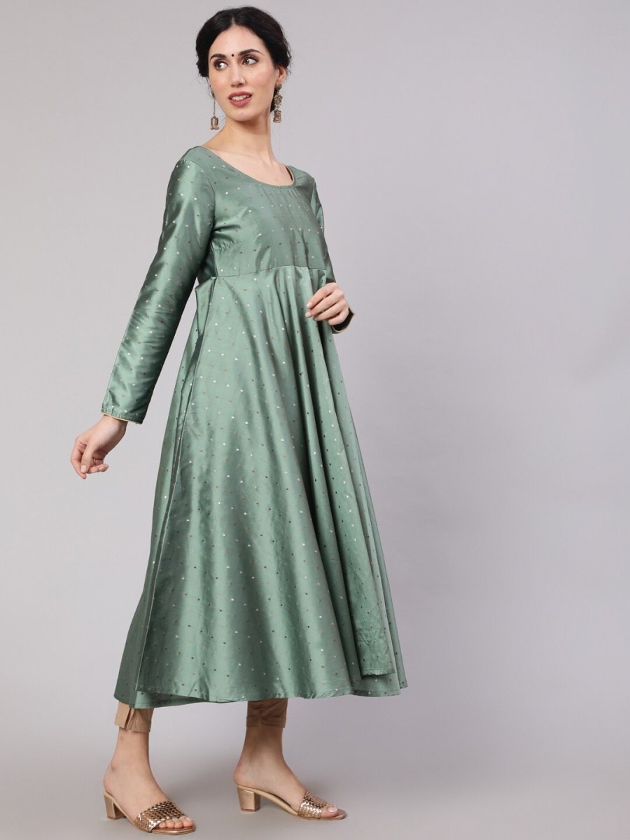 Aks Woven Design Silk Anarkali Kurta
