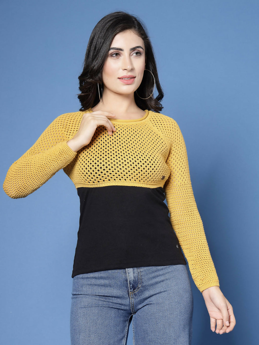 Women Winter Yellow Cotton Pullover - Wool Trees