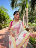 Vamsee Vamakshi Yellow Organza Saree