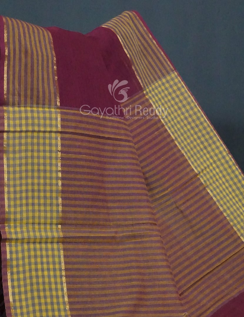 Dual Shades of Burgundy Pure Mangalgiri Cotton By Gayathri Reddy Designer Studio