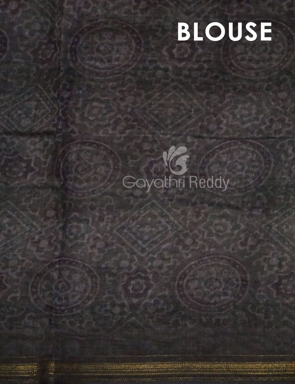 Slate Black And Grey Colour Print Design Semi Chanderi Saree By Gayathri Reddy Designer Studio