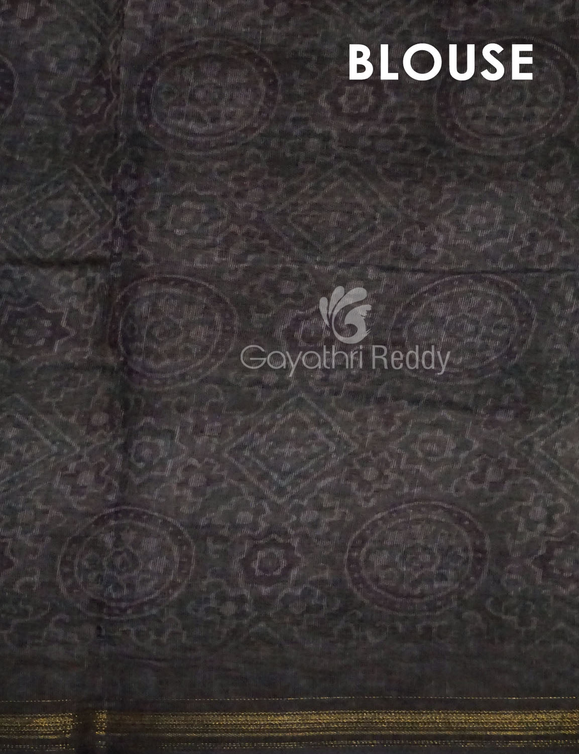 Slate Black And Grey Colour Print Design Semi Chanderi Saree By Gayathri Reddy Designer Studio