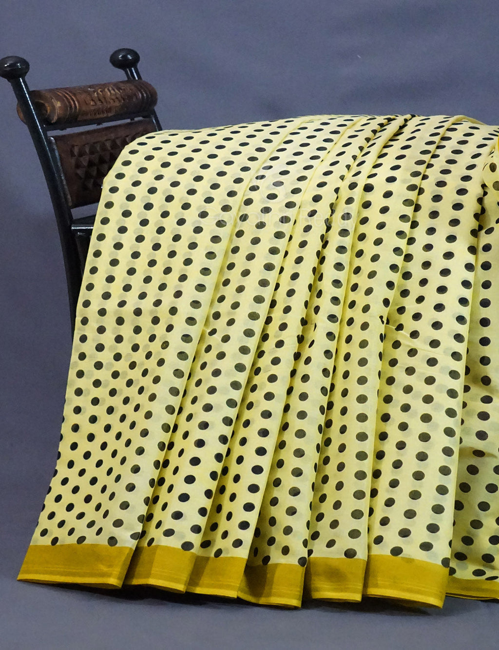 Lime Yellow Colour Polka Dots Pure Mulmul Cotton Saree By Gayathri Reddy Designer Studio