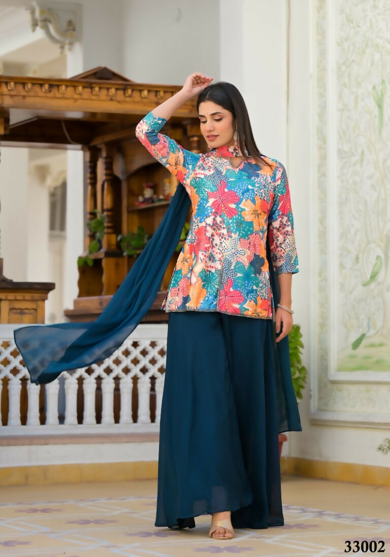 Designer Stylish Cream Dull satin Stitched Suit With Dupatta - Samya