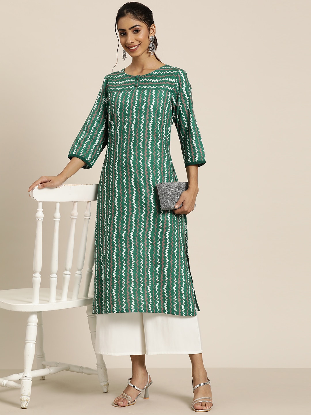 HERE&NOW Abstract Printed Pure Cotton Kurta