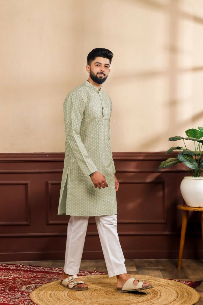 Pista Art Silk Digital Printed, Embroidery Work Kurta Set - Mahotsav