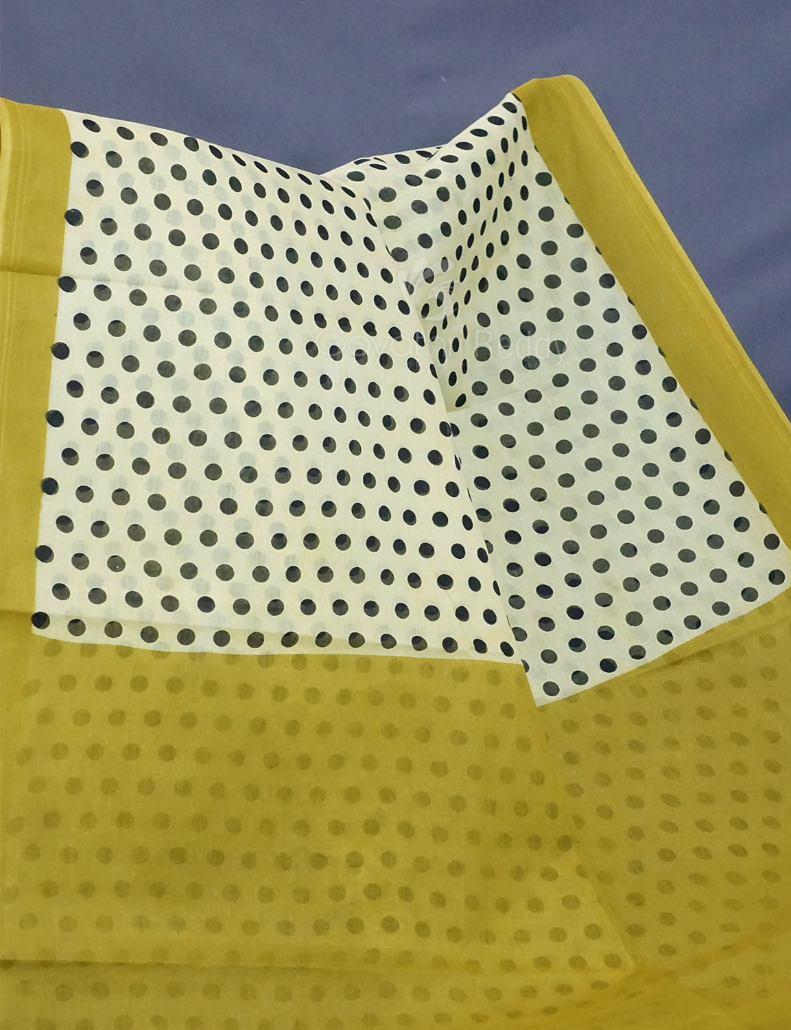 Lime Yellow Colour Polka Dots Pure Mulmul Cotton Saree By Gayathri Reddy Designer Studio
