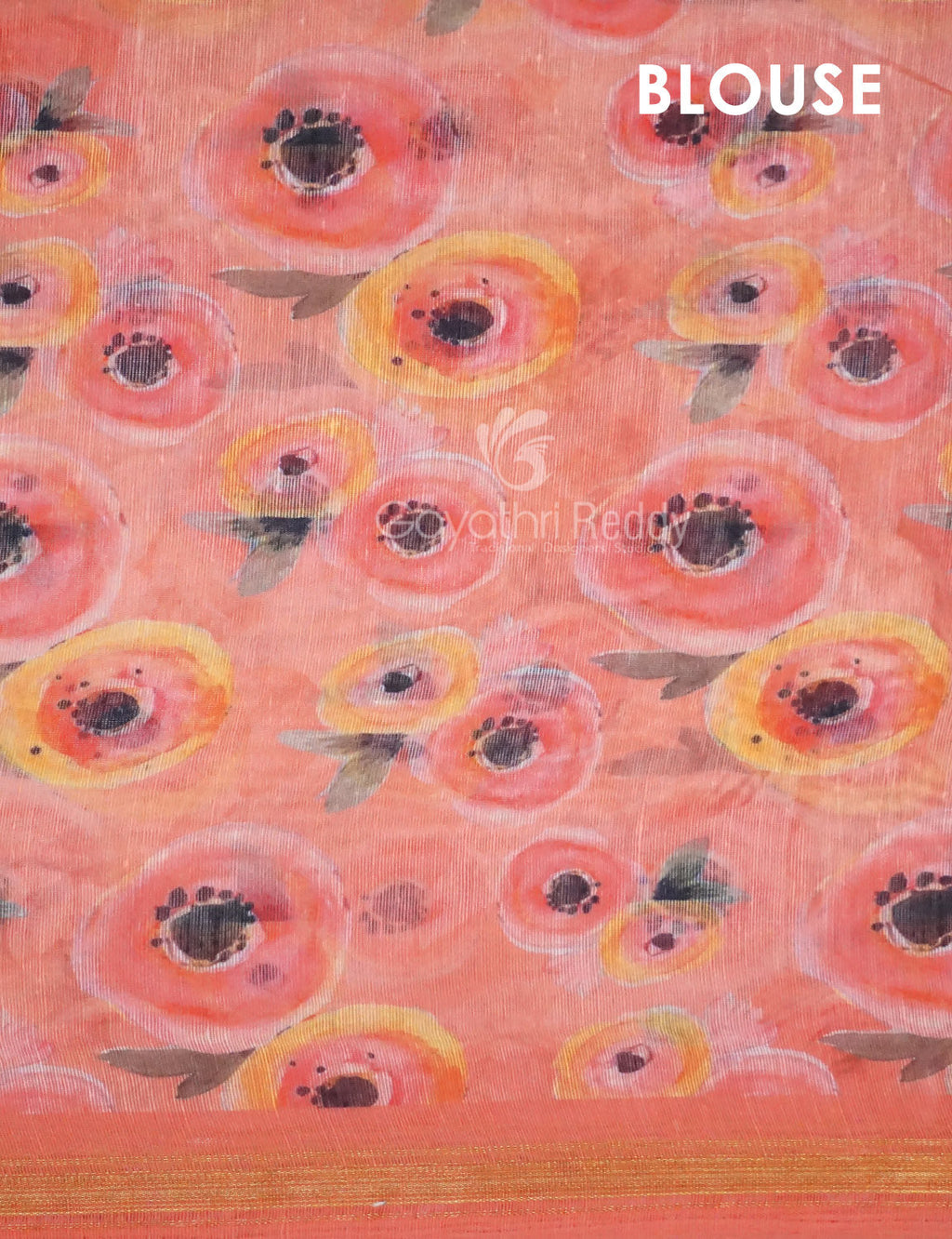 Shades of Tomato Pink Floral Print Semi Chanderi Saree By Gayathri Reddy Designer Studio