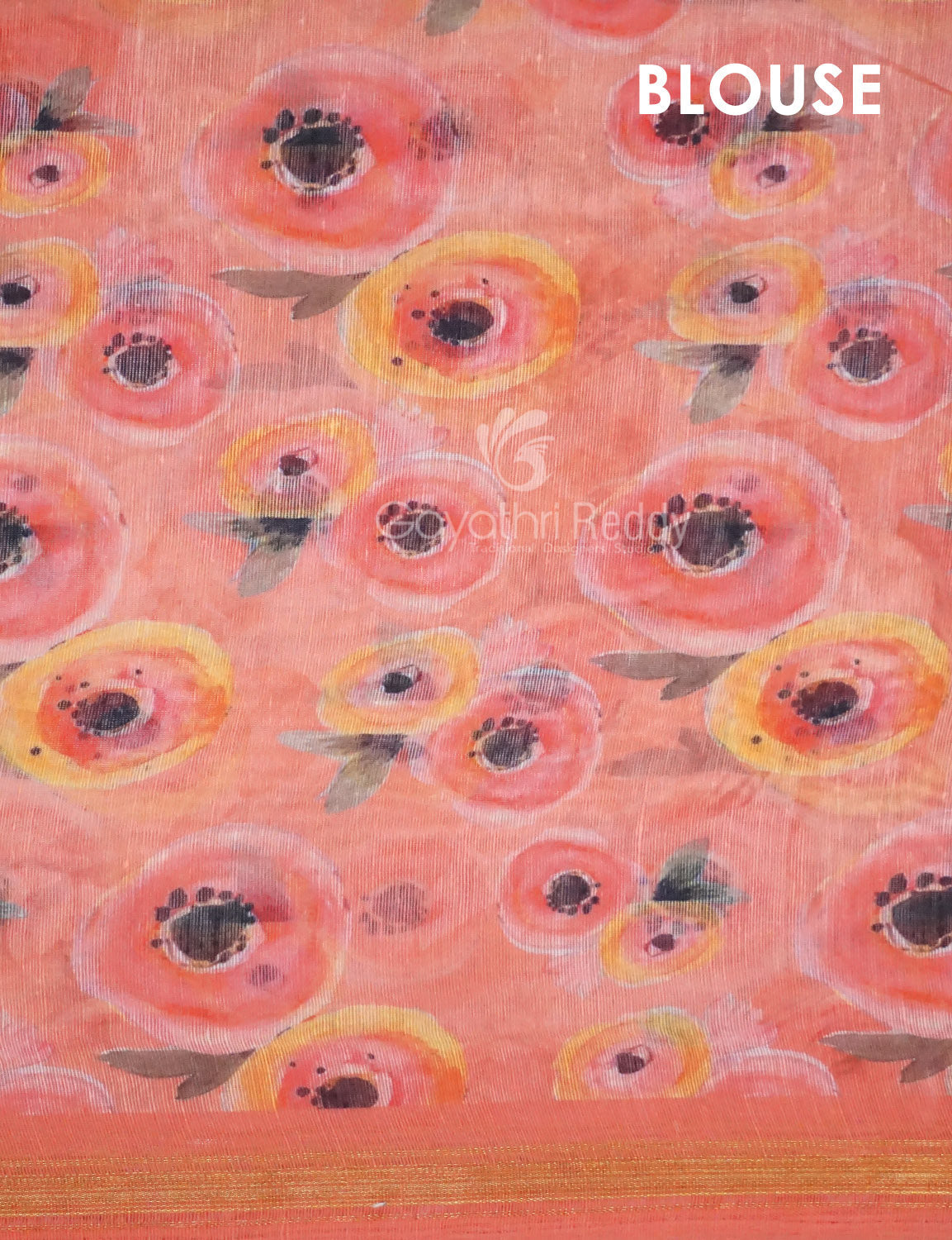 Shades of Tomato Pink Floral Print Semi Chanderi Saree By Gayathri Reddy Designer Studio