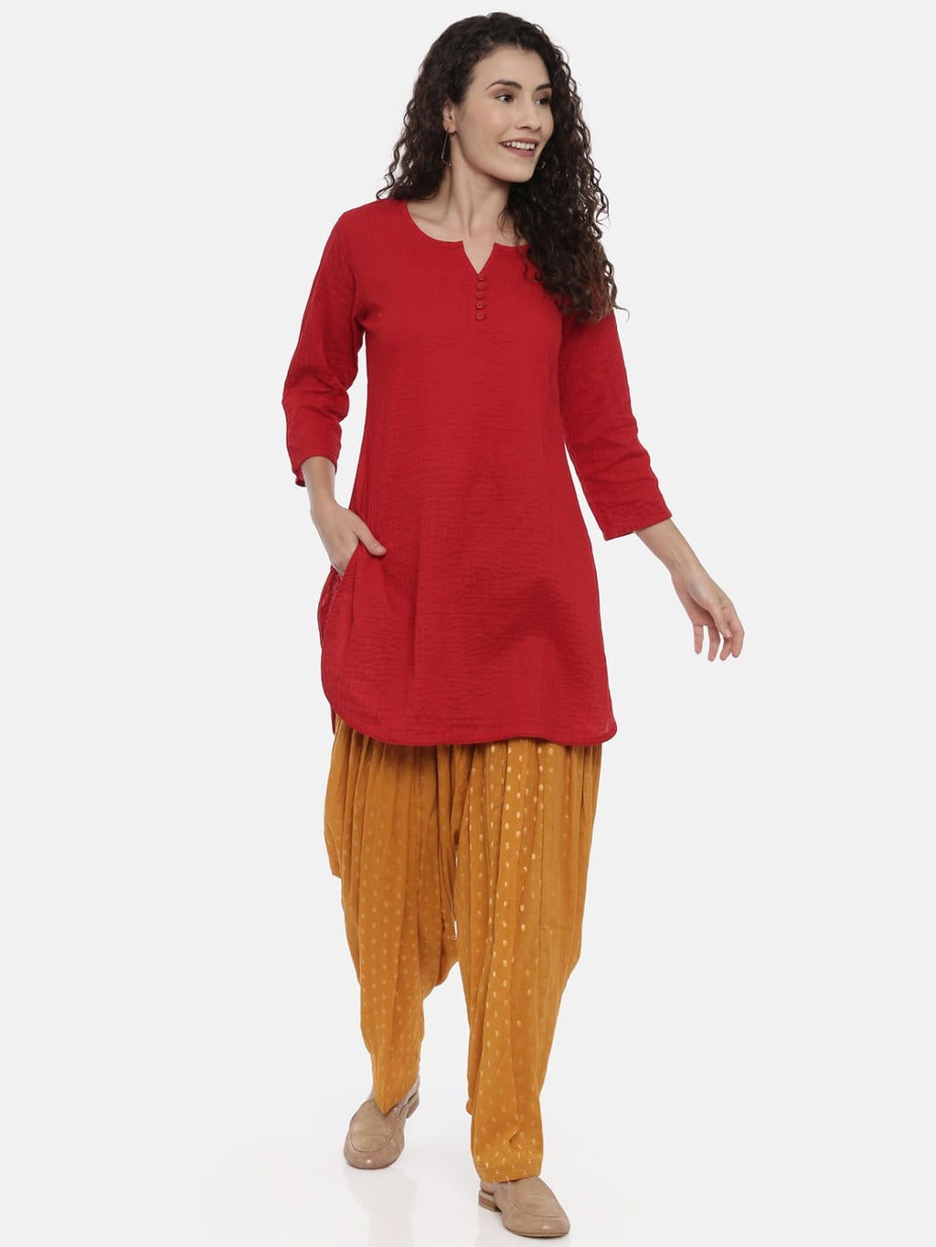 Souchii Tan Banarasi Thread Design Regular-Fit High-Rise Patiala