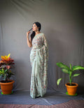 Vamsee Pearl 1 Pista Georgette Saree