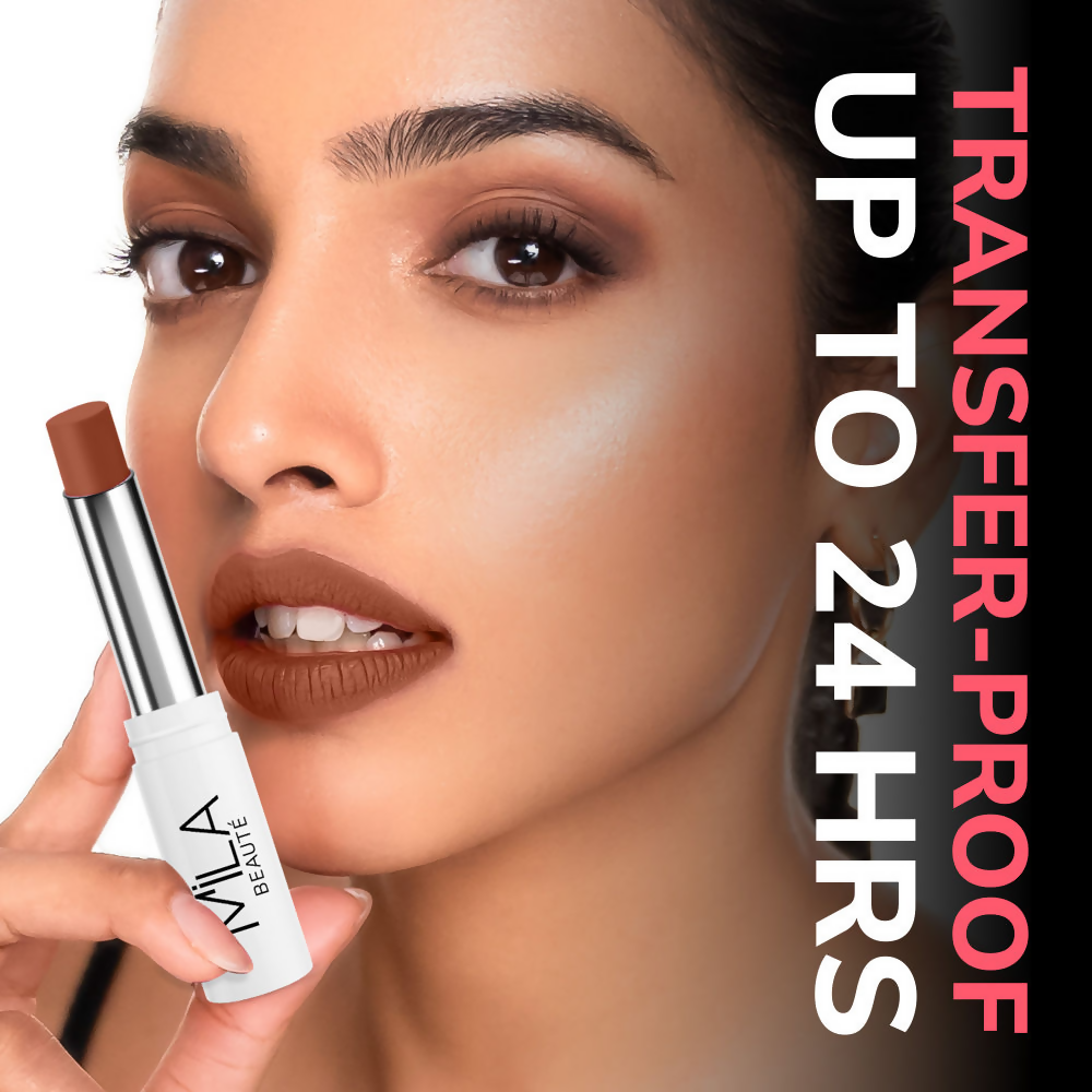 Mila Beaute 24 Hr Non-Transfer Matte Locked-In Lipstick -Baked Brick