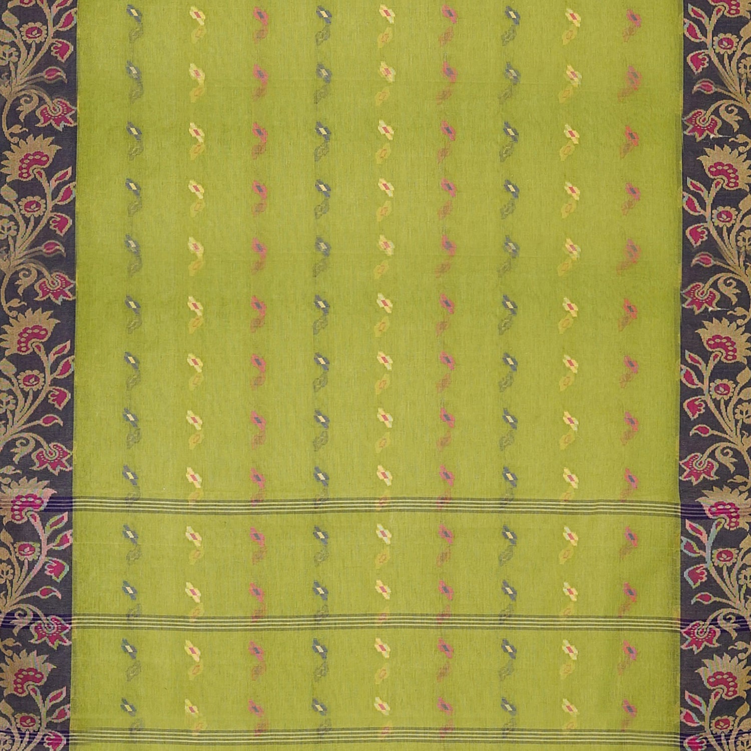 Exclusive Collection 100% Pure Cotton Light Green Tant Saree With Hand Weaving Work