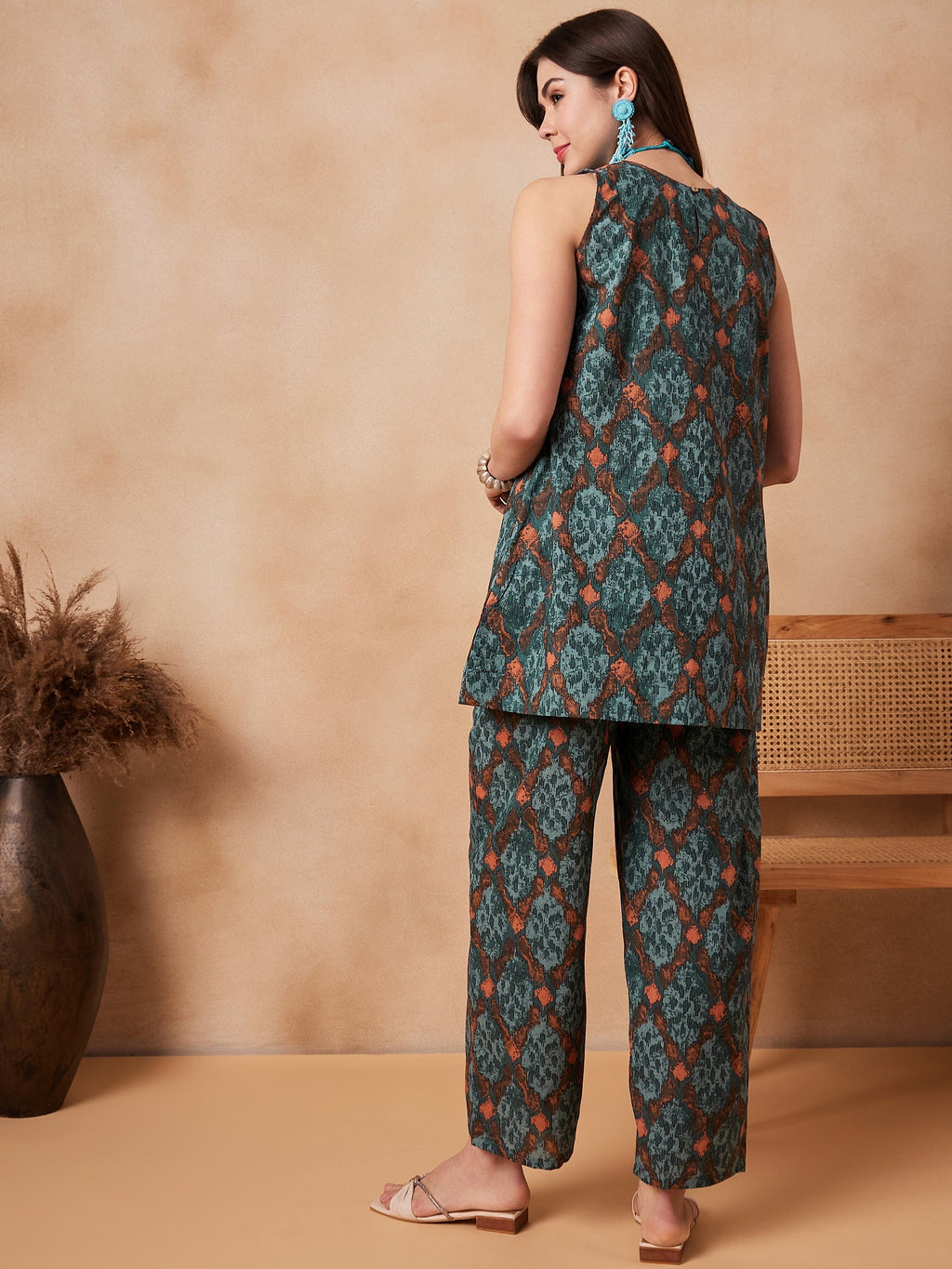 InWeave Aqua Pearl Abstract Printed Co Ords Set