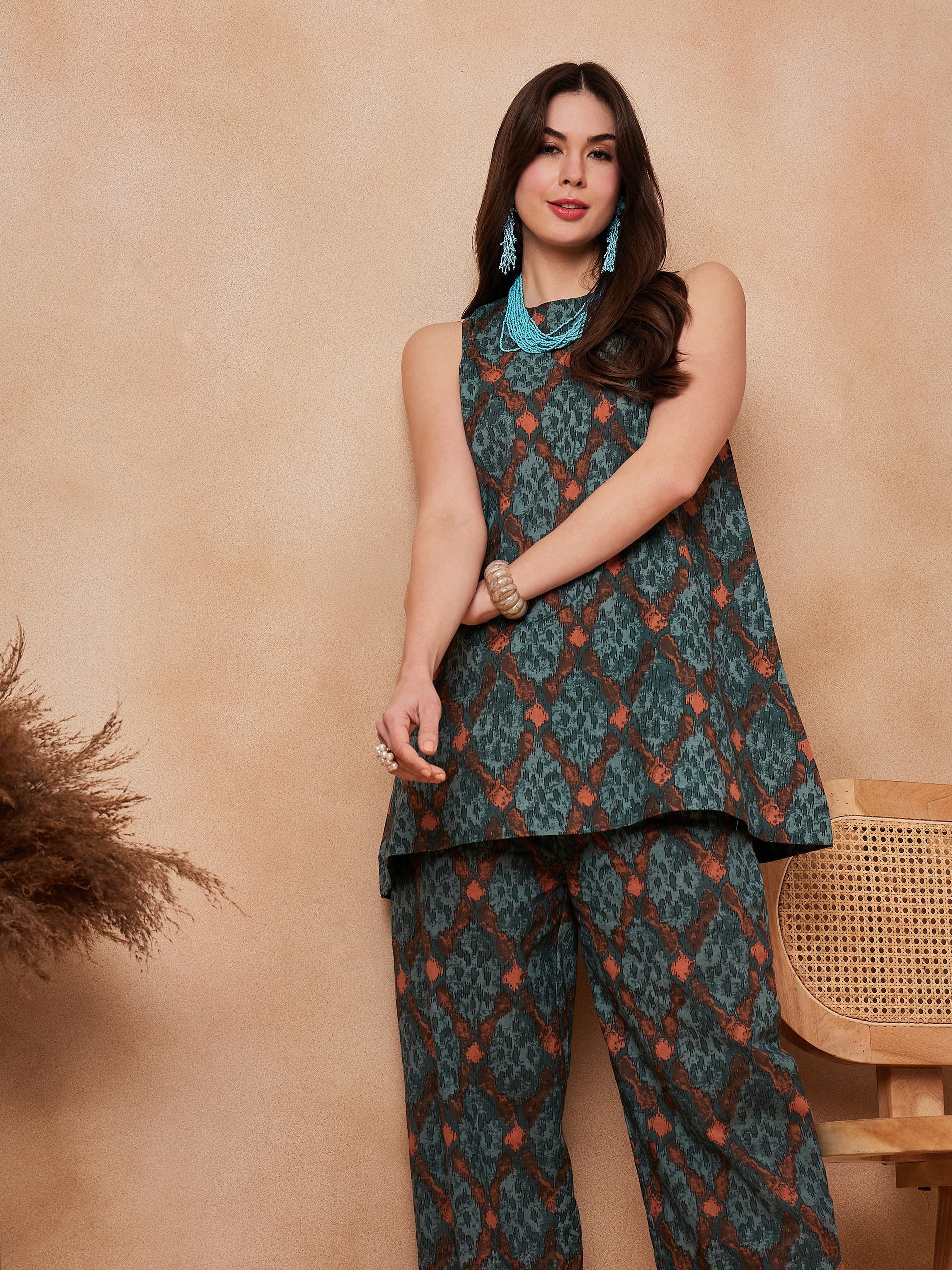 InWeave Aqua Pearl Abstract Printed Co Ords Set
