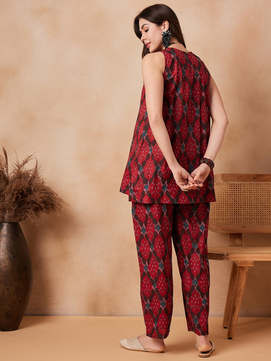 InWeave Red Abstract Printed Co Ords Set