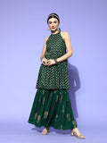 InWeave Green Gold Work Sharara Set
