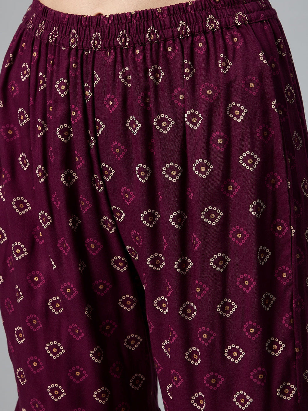 InWeave Wine Gota Mirror Sharara Set