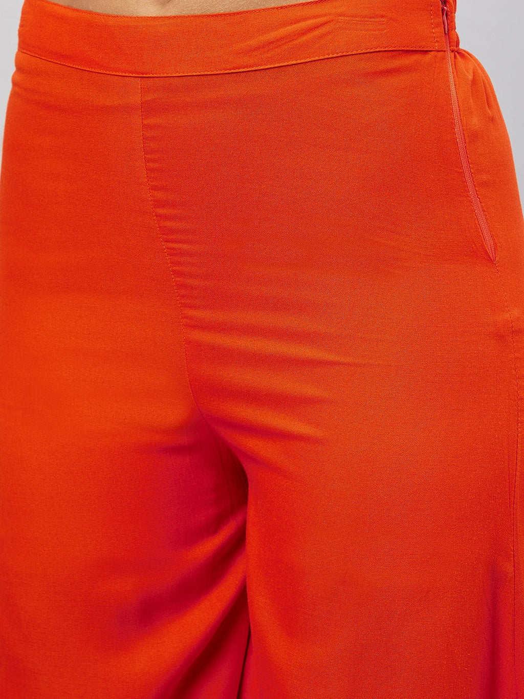 InWeave Orange Strappy Set With Light Olive Organza Dupatta