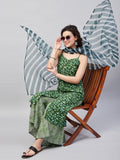 InWeave Women's Green Bagh Spaghetti Kurta Set W Green Le Dupatta