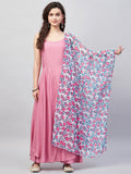InWeave Women's Light Pink Strappy Set W White Blue Pink Ge Dupatta