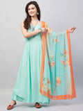 InWeave Women's Sky Blue Strappy Set W Aqua Orange Ge Dupatta