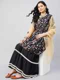 InWeave Black Tropical Sharara Set Gold Or Dupatta