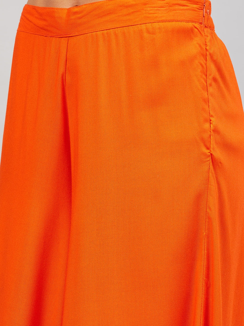 InWeave Women's Orange Gota Long Kurta Set W Grey Gota Or Dupatta