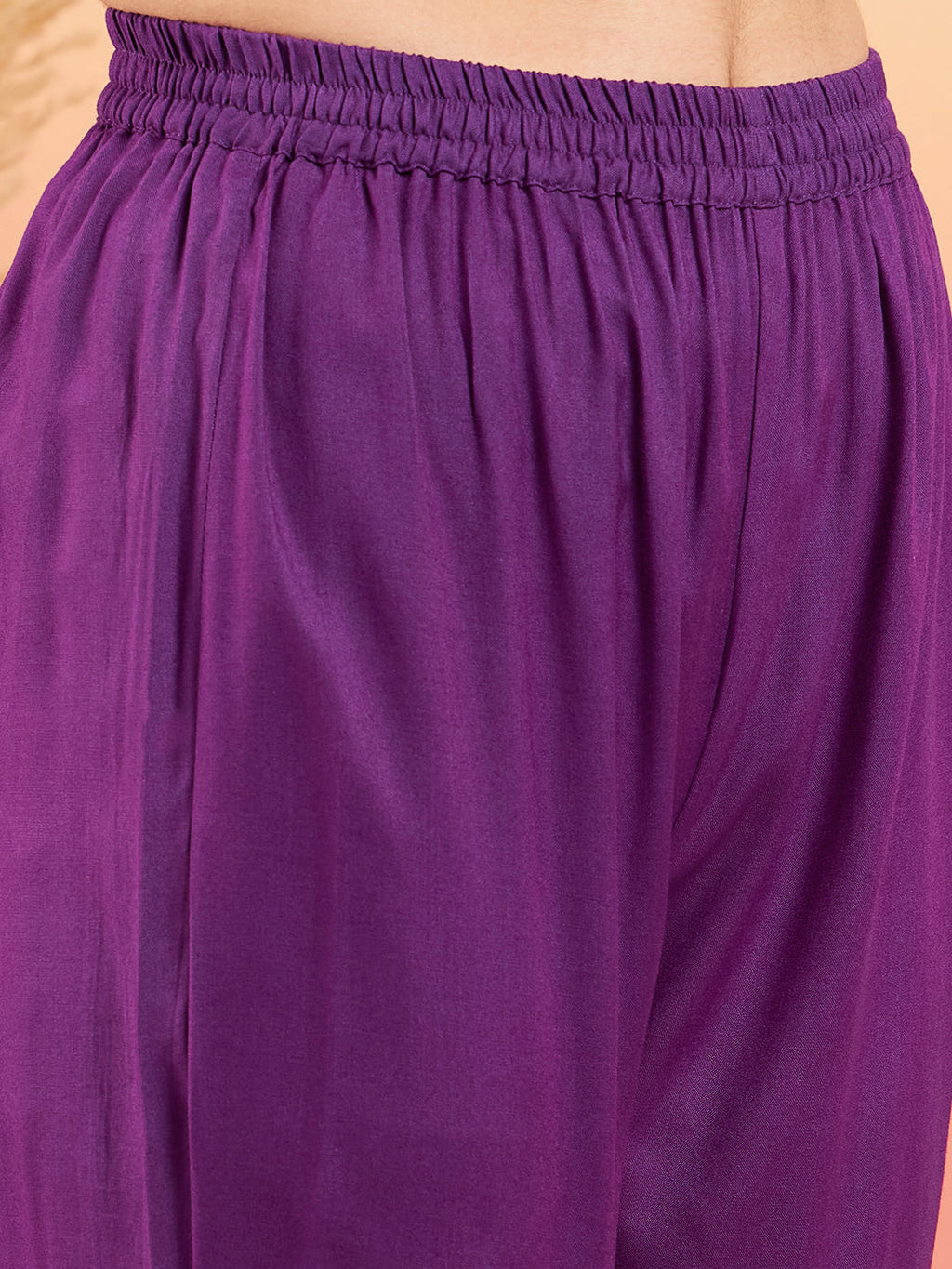 InWeave Women's Violet Neck Patti Halter Kurta Set W Violet Badhani Dupatta