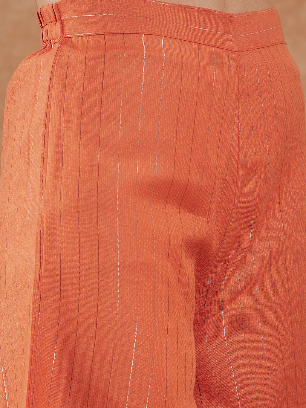 InWeave Women's Light Rust Lurex Kurta Set W Orange Big Or Dupatta