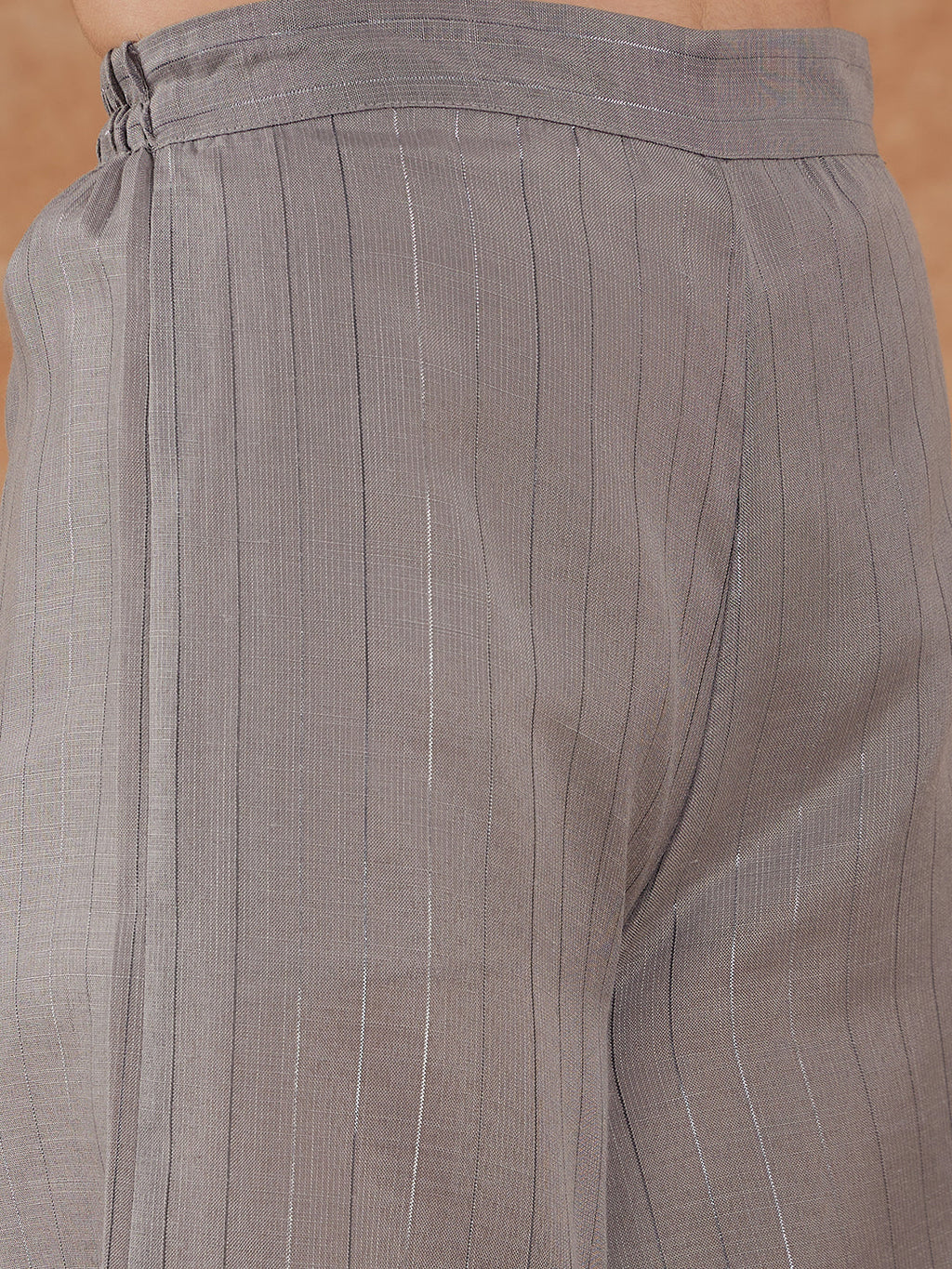 InWeave Women's Light Grey Lurex Kurta Set Multi Garden Or Dupatta