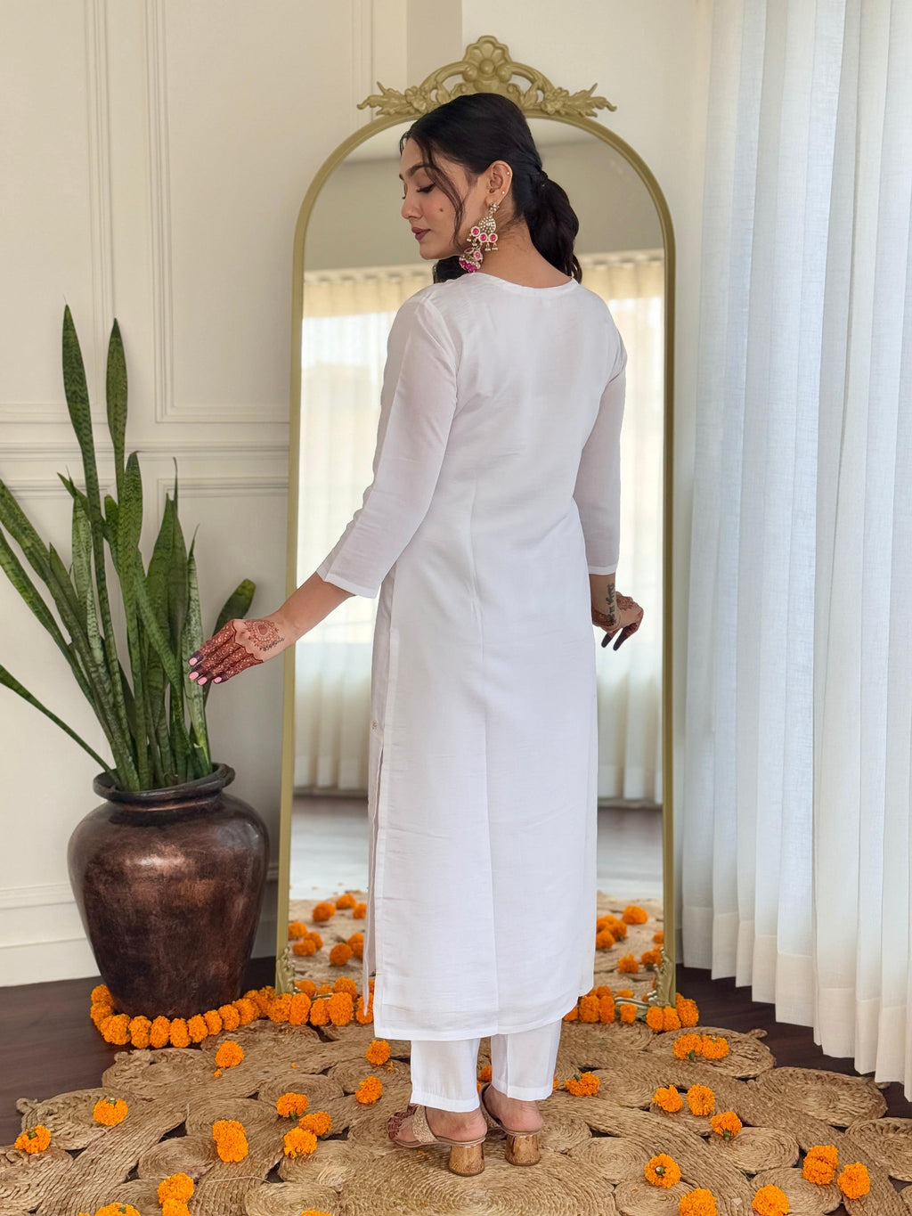 The52 Embroidered BSY Viscose Fabric Straight Kurta, Pant and Dupatta Set