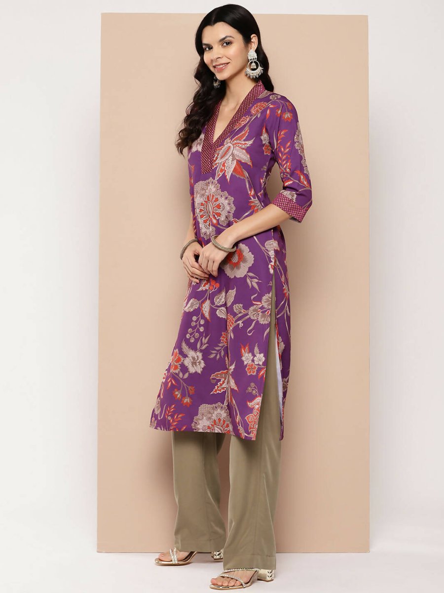 Ahalyaa Women's Traditional wear Kurta - Purple