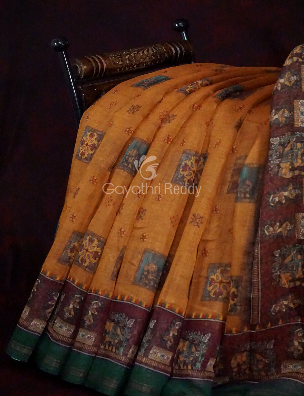 Orange Colour With Print Design Semi Chanderi Saree By Gayathri Reddy Designer Studio
