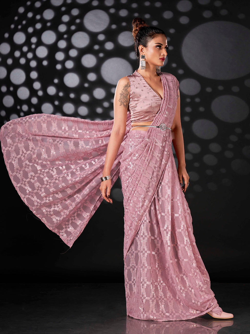 Tikhi Imli Ethnic Motifs Woven Design Ready to Wear Saree