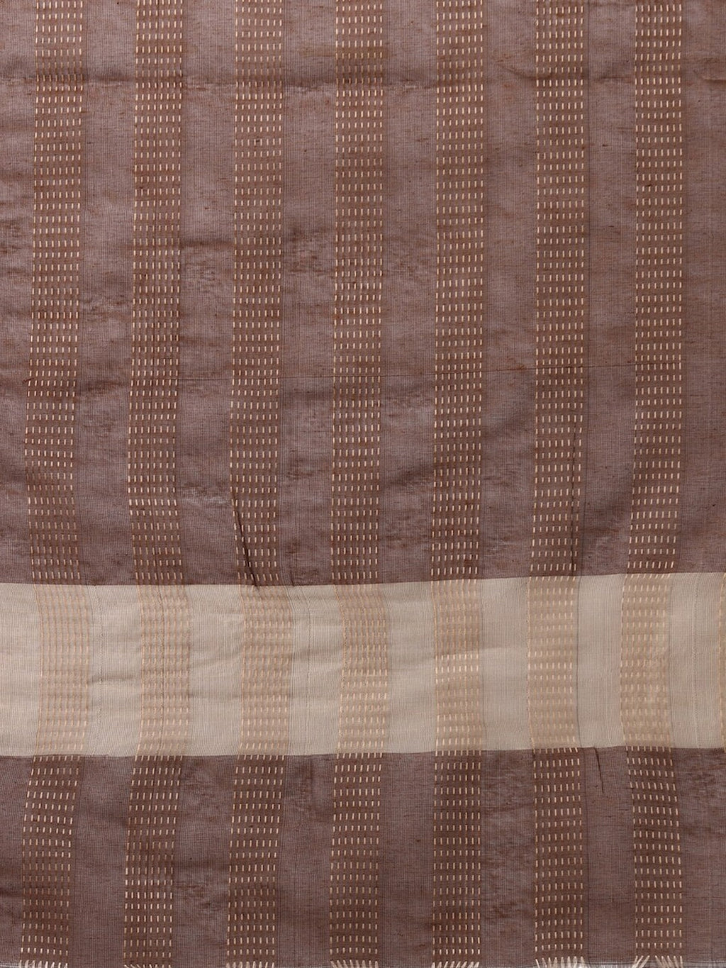 HERE&NOW Brown Striped Regular Pure Cotton Kurta With Trousers & Dupatta