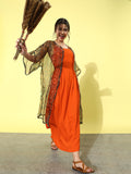 InWeave Orange - Multi Printed Organza Cape Set