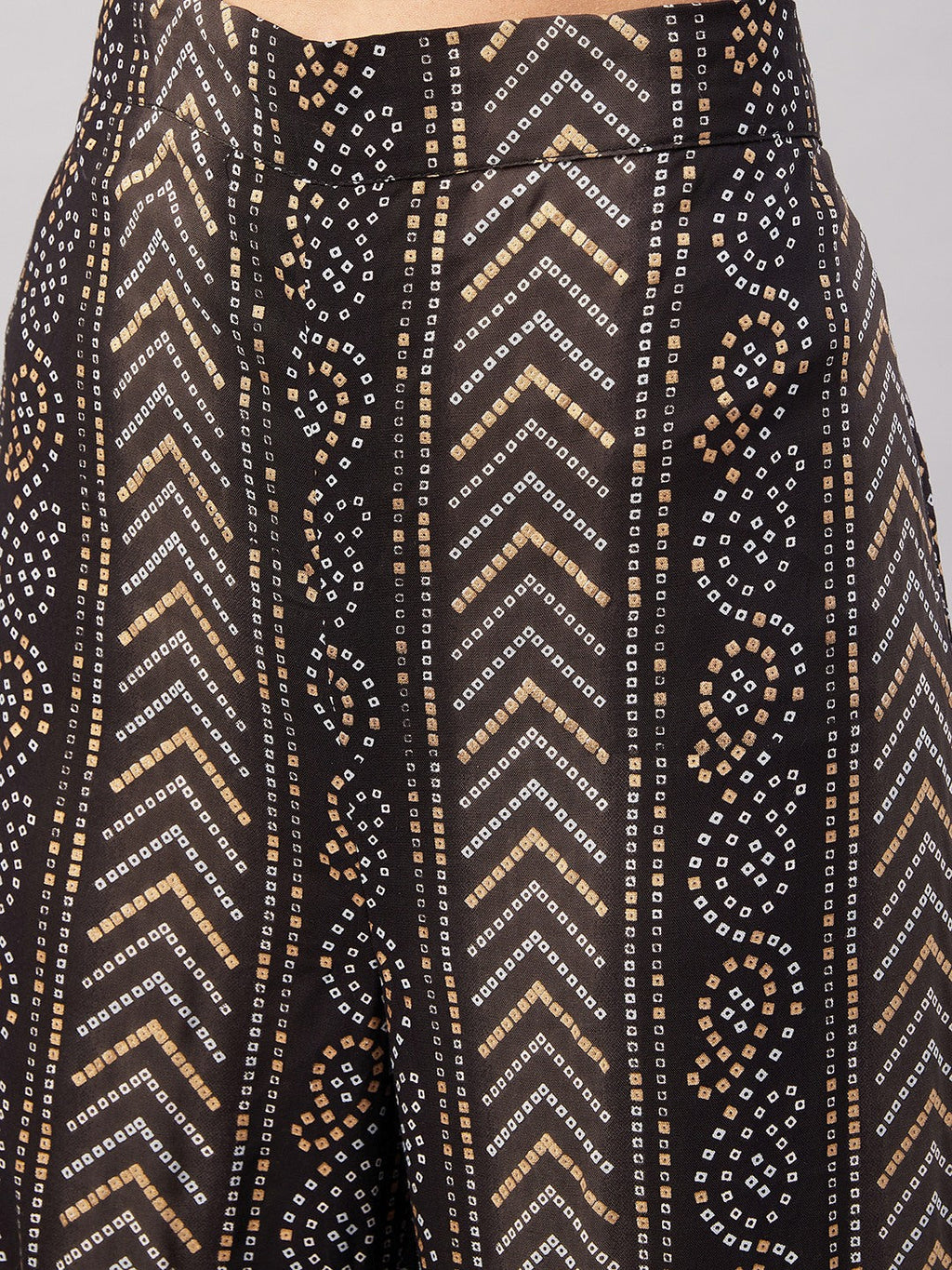 InWeave Women's Black Bandhani Teired Sharara Set W Mustard Kota Dupatta
