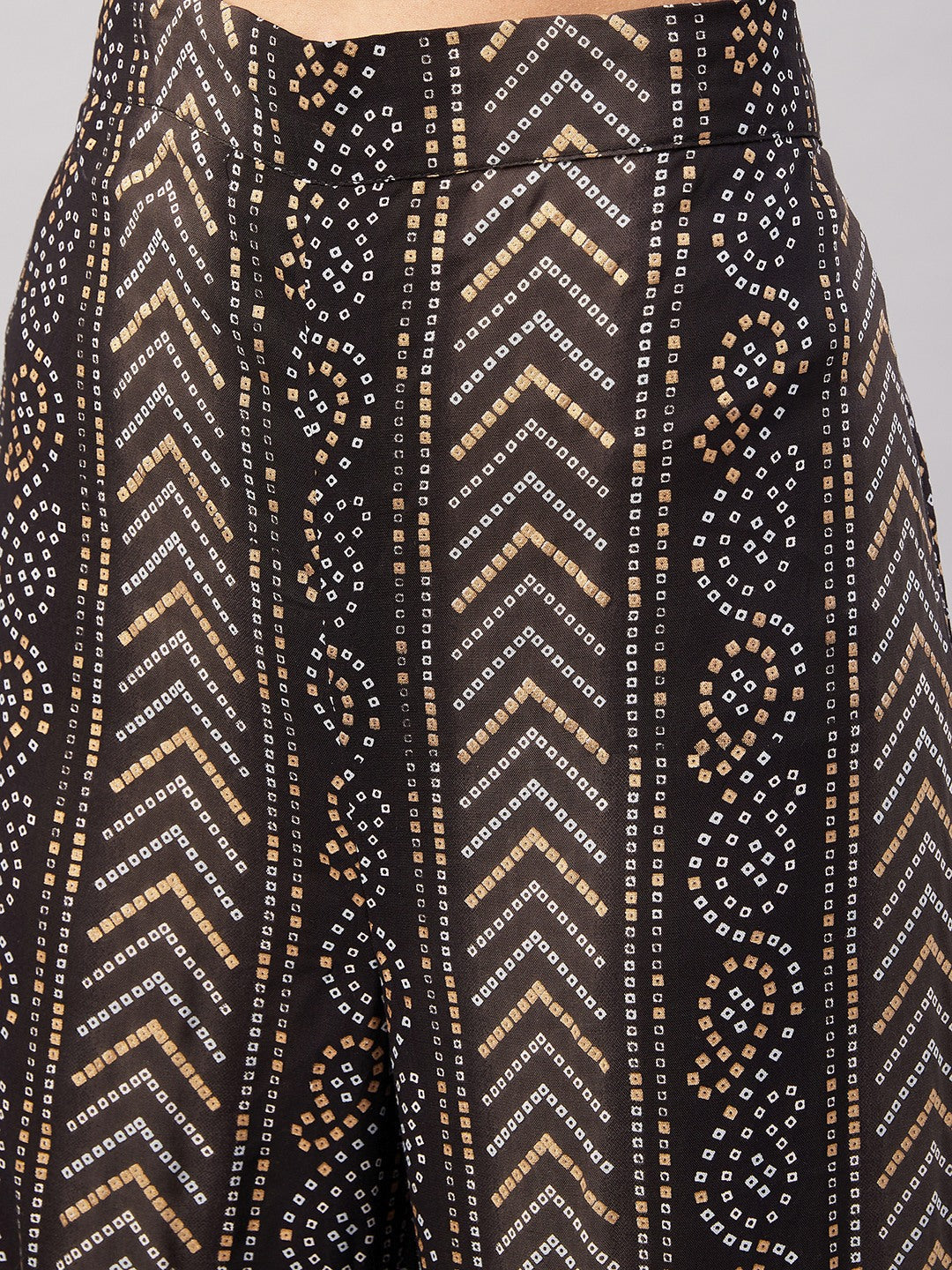 InWeave Women's Black Bandhani Teired Sharara Set W Mustard Kota Dupatta